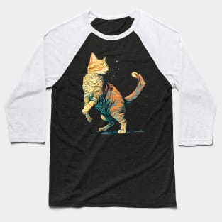 Colorful cute cat in pop art style - Funny Cats Baseball T-Shirt